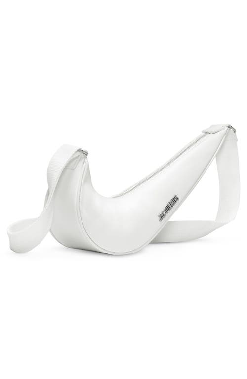 Shop Nike X Jacquemus Le Swoosh Leather Crossbody Bag In White/white/shiny Silver