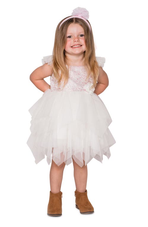 Popatu Kids' Brocade Tulle Dress In Pink/white