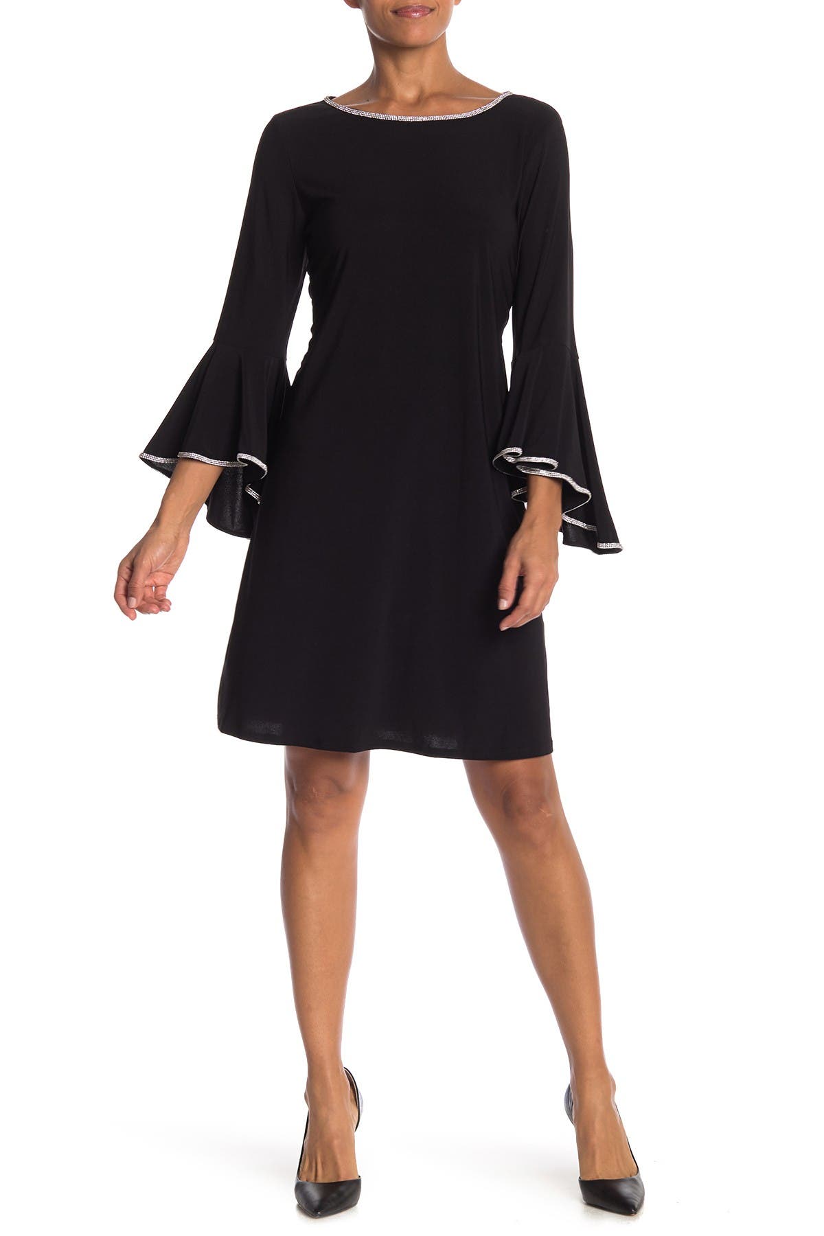 MSK | Bell Sleeve Rhinestone Trim Dress | Nordstrom Rack