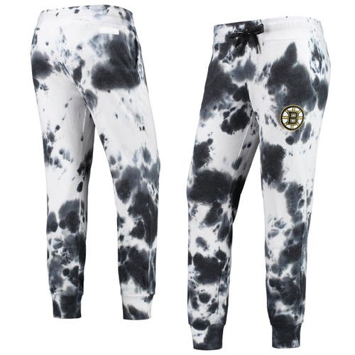 Women's DKNY Sport White/Black Boston Bruins Melody Tie-Dye Jogger Pants