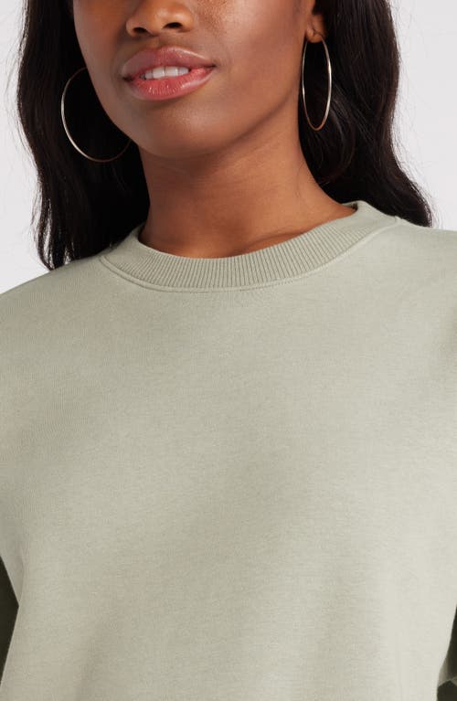 Shop Bp. Fleece Detail Oversize Crewneck Sweatshirt In Green Halo