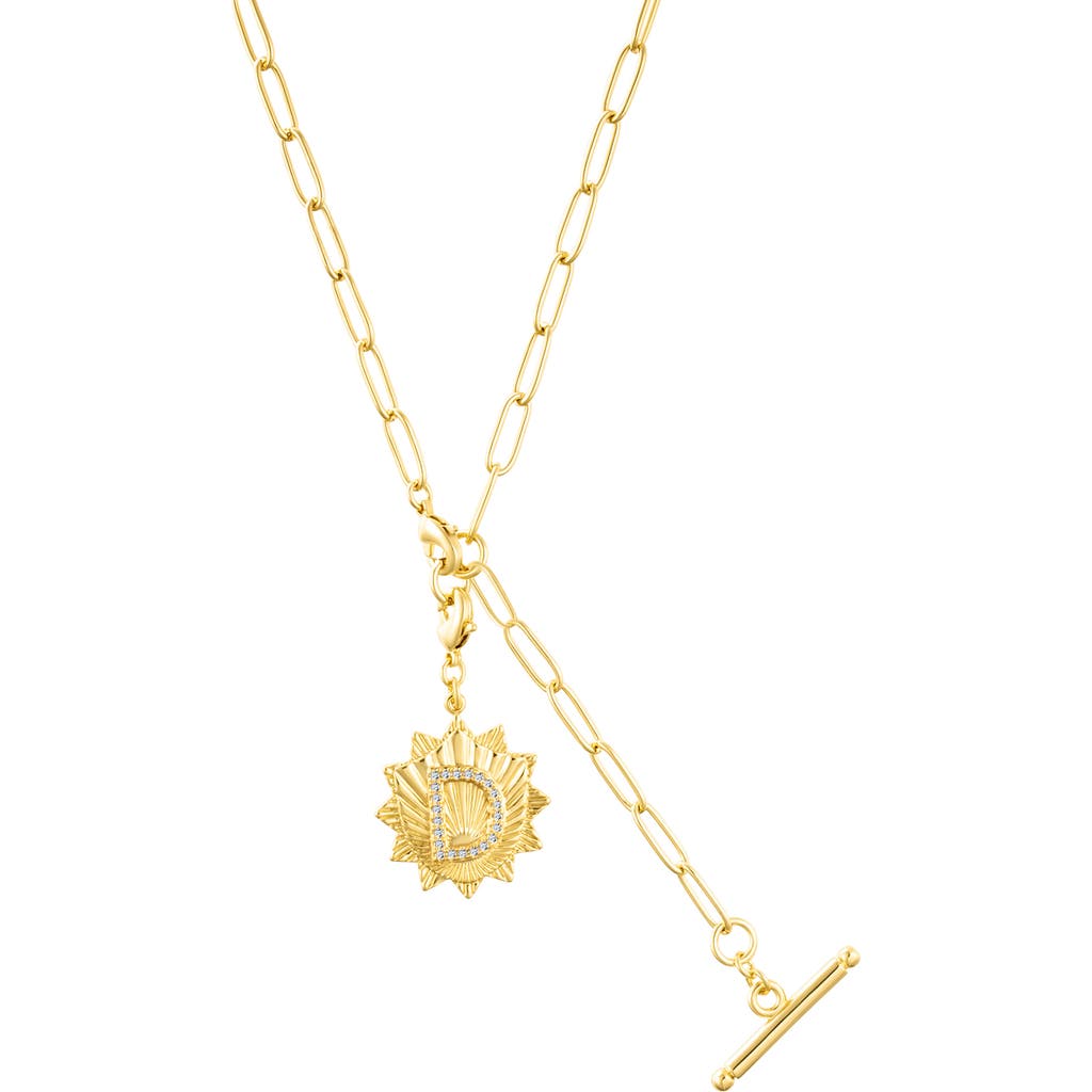 Adornia Initial Cz Pendant Toggle Necklace In Gold-d