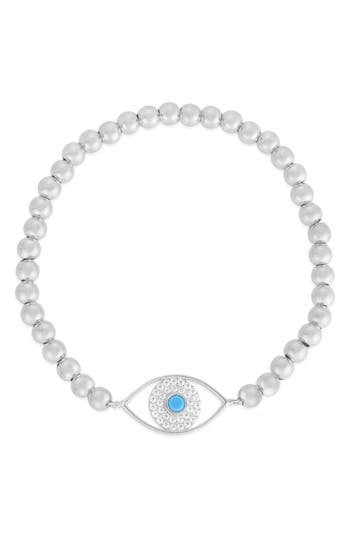 Chloe & Madison Chloe And Madison Cz Eye Stretch Bead Bracelet In Silver