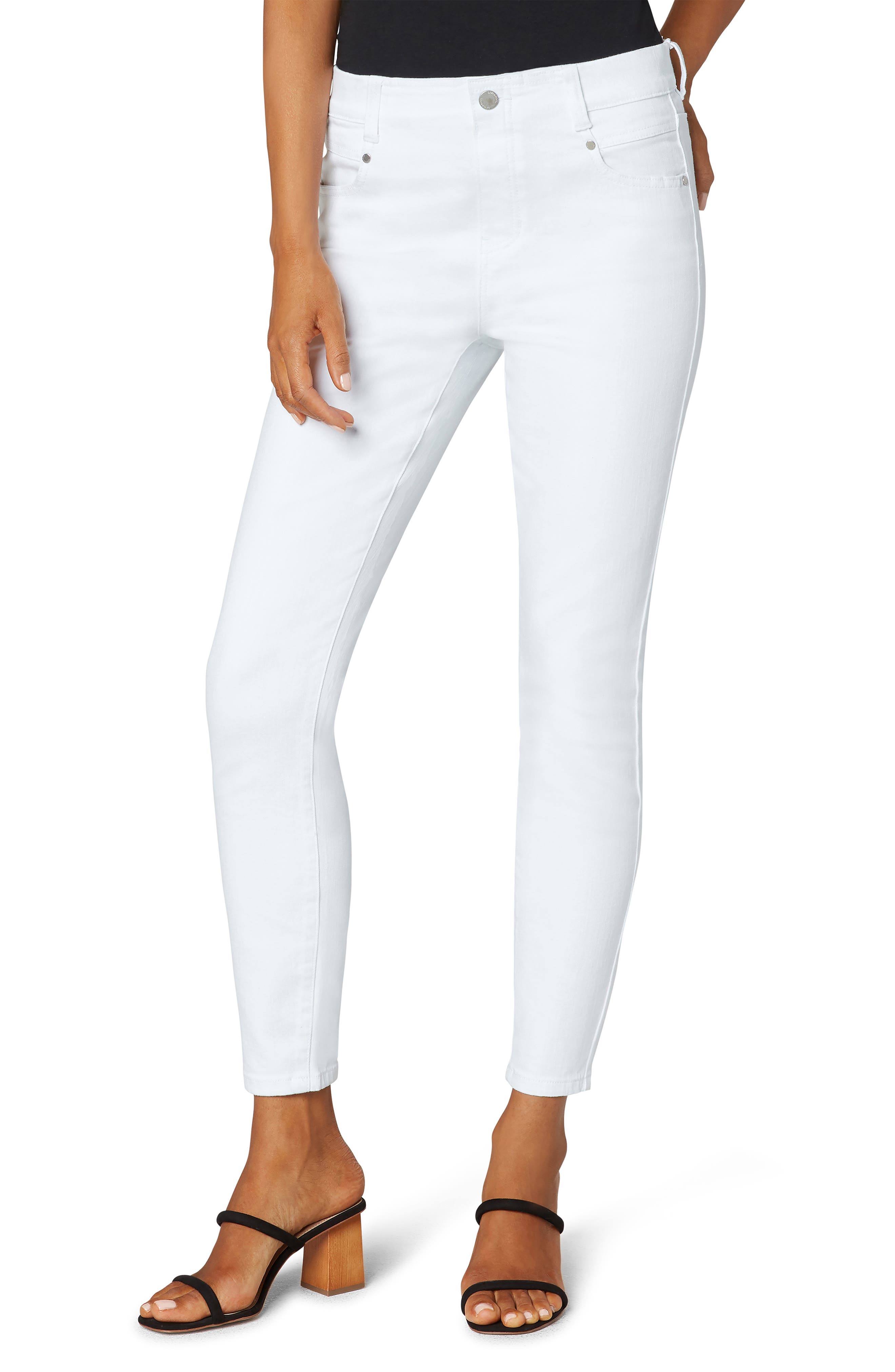 high rise super skinny white jeans