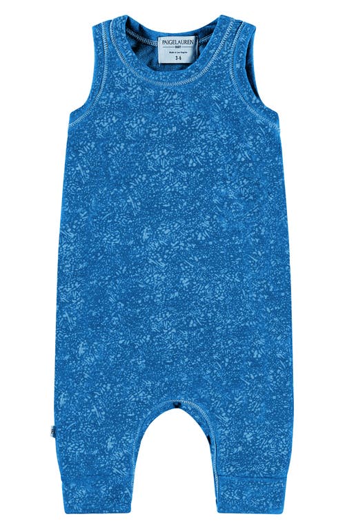 PAIGELAUREN Geo Print French Terry Romper Blue at Nordstrom,