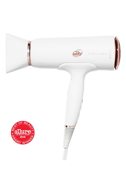 T3 Cura Luxe Professional Ionic Hair Dryer With Auto Pause Sensor In White/rose Gold