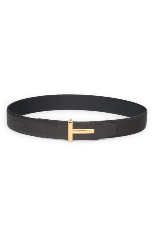 Shop Tom Ford T Icon Reversible Soft Grain Leather Belt In Brown/black