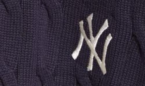 Shop Sporty And Rich Sporty & Rich Yankees Serif V-neck Cable Knit Sweater In Navy