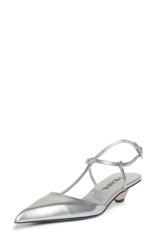 Shop Prada Modellerie Pointed Toe Kitten Heel Pump In Argento