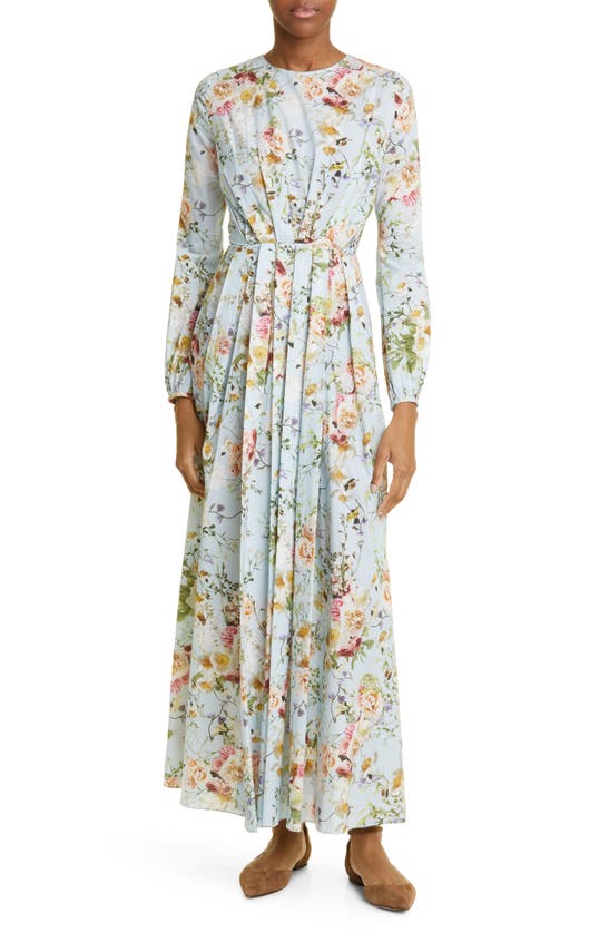 ADAM LIPPES FLORAL PRINT COTTON VOILE DRESS