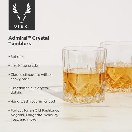 Viski Admiral Crystal Tumblers Set Of 4 In Clear