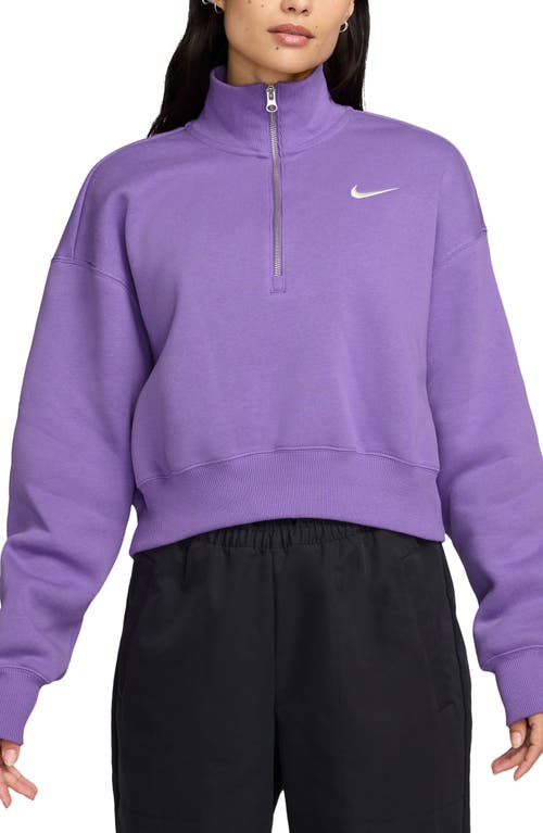 Shop Nike Sportswear Phoenix Fleece Crop Sweatshirt In Black Raspberry/sail