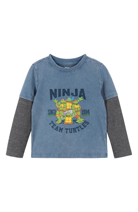 Little & Big Boys Crew Neck Teenage Mutant Ninja Turtles Long