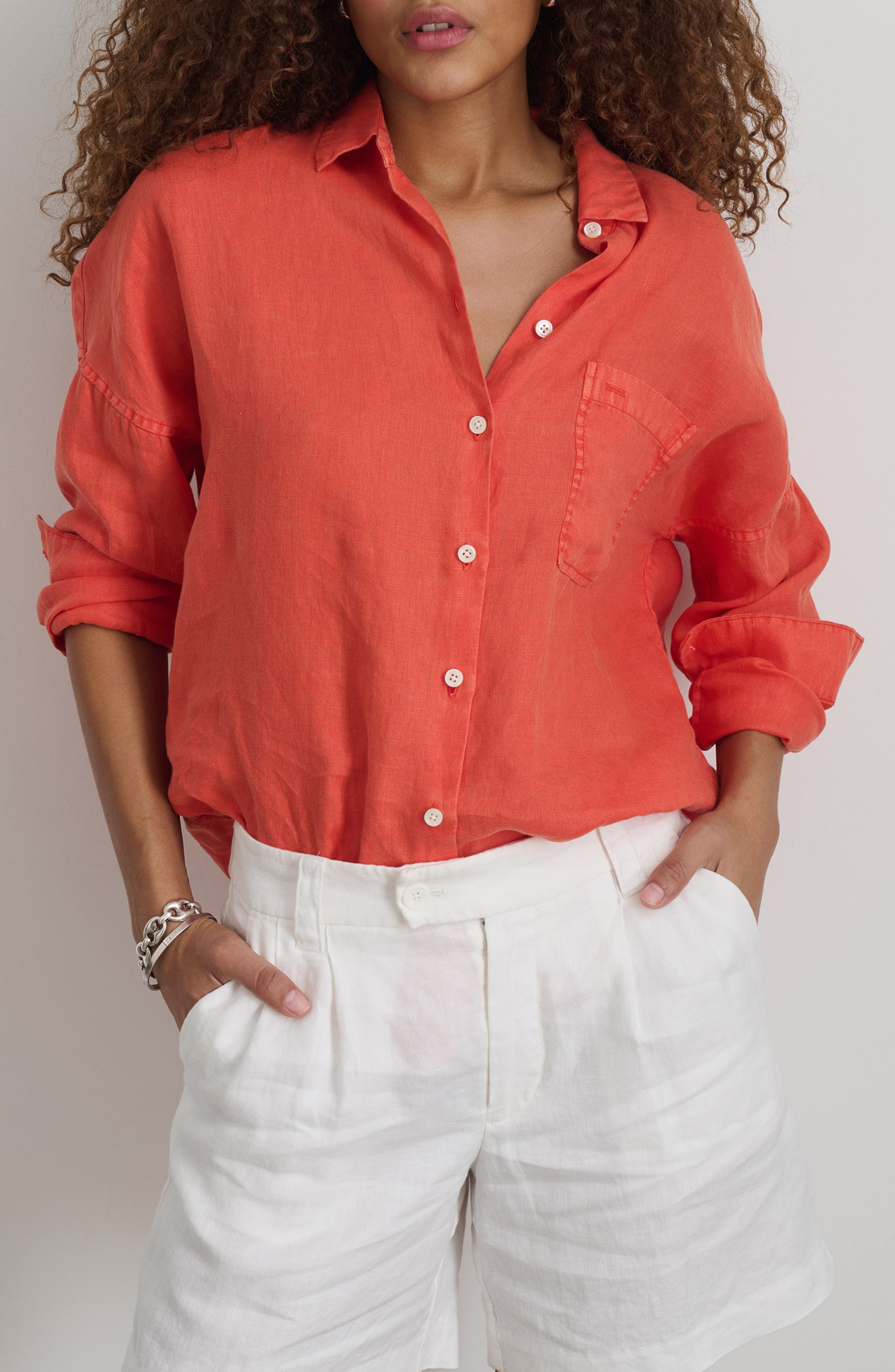 Women's Orange Button Up Tops | Nordstrom