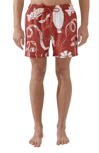 Shop Cotton On Stretch Swim Trunks In Beach Party Print