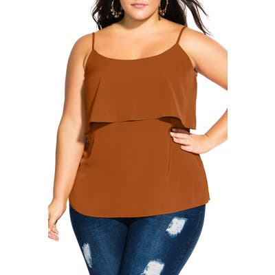 Plus Size City Chic Sweet Tier Camisole, Brown
