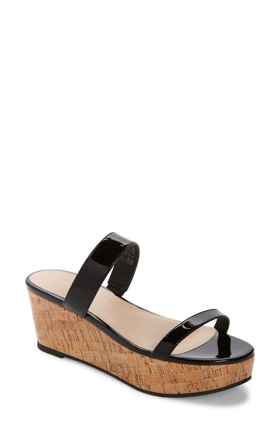 Stuart Weitzman Boardwalk Flat Wedge Slide Sandal In Black/black