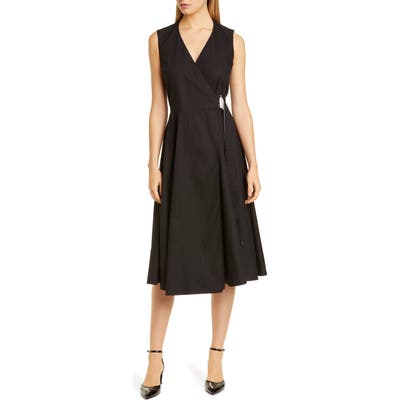 Rosetta Getty Cotton Poplin Wrap Dress, Black