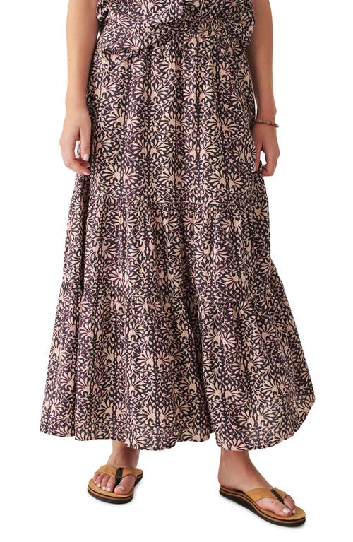 Faherty Valentina Linen Blend Maxi Skirt in Midnight Kurala Floral