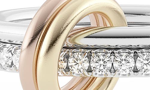 Spinelli Kilcollin Marigold 2-linked Ring In Sterling Silver With Pave Gray Diamonds And Mixed Gold Connectors In Silver/diamond