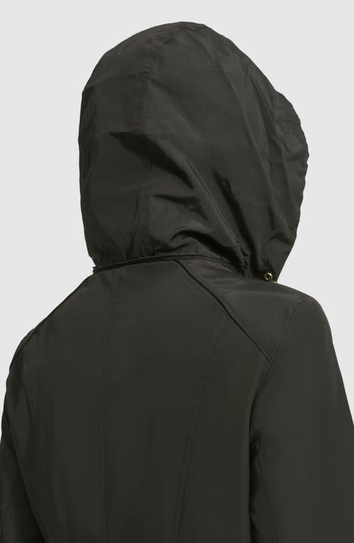 Cole Haan Travel Packable Hooded Rain Jacket In Black