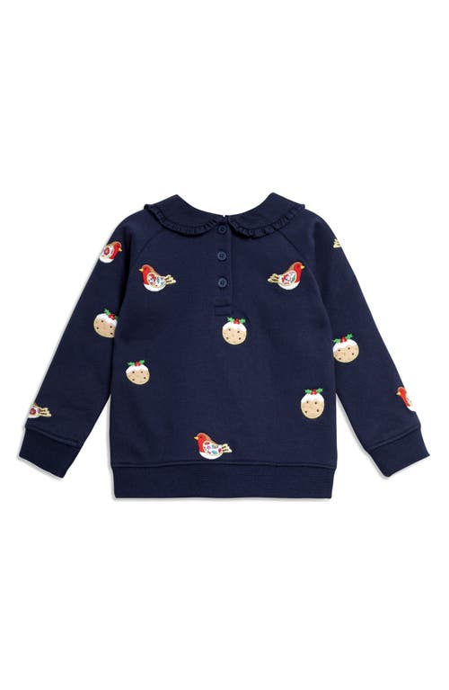 JOJO MAMAN BÉBÉ JOJO MAMAN BEBE CHRISTMAS PUDDING APPLIQUÉ COLLARED COTTON GRAPHIC SWEATSHIRT
