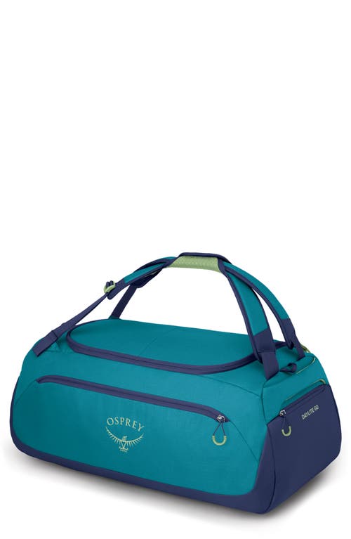 Shop Osprey Daylite 60l Duffle Bag In Blue Spikemoss/alkaline