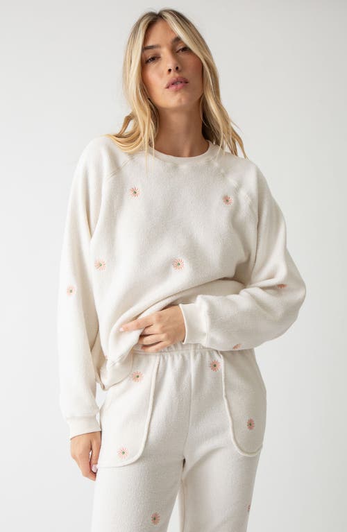 Shop Electric & Rose Daisy Embellished Fleece Sweatshirt In Ivory