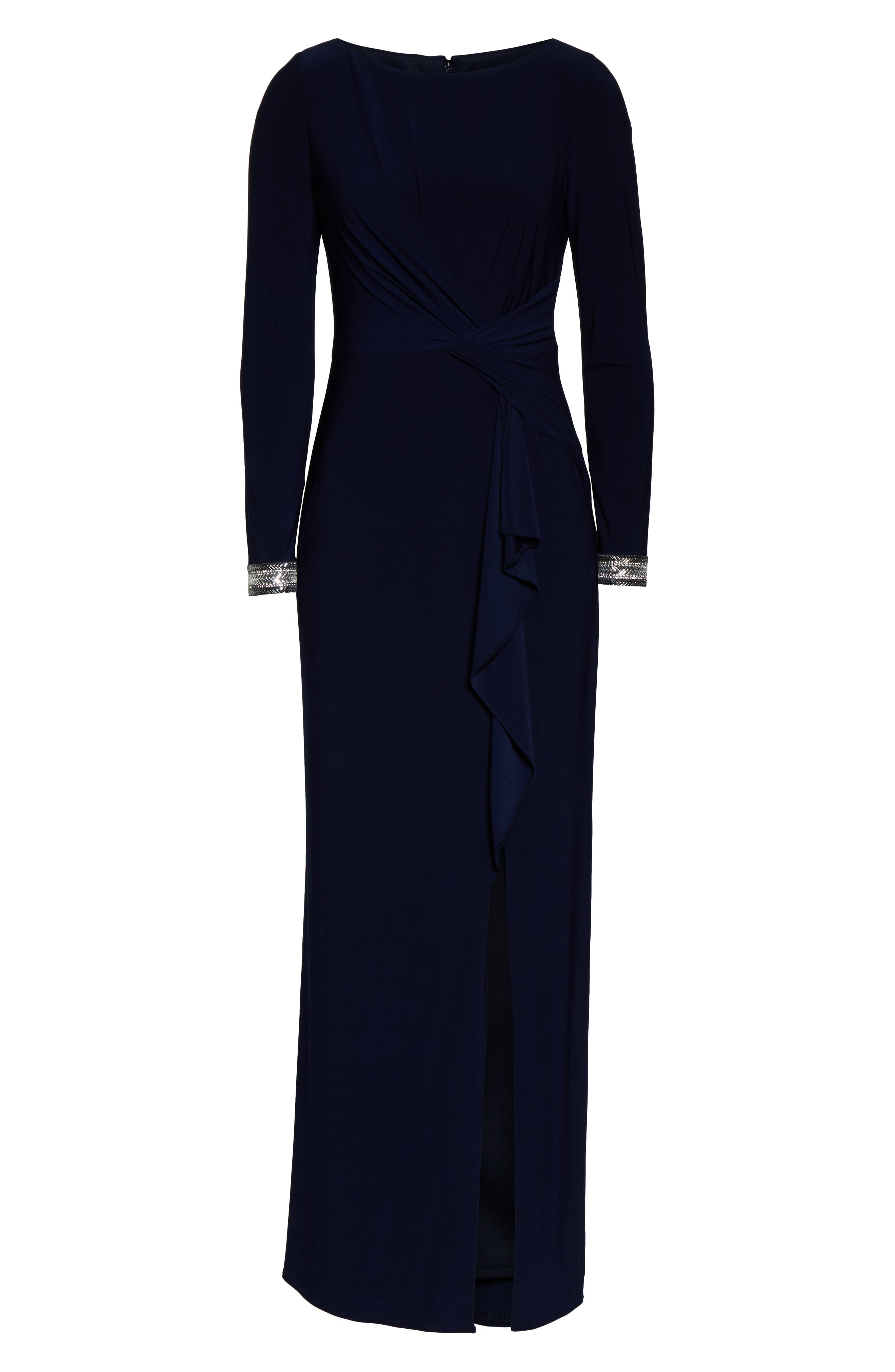 vince camuto beaded cuff ruched jersey dress
