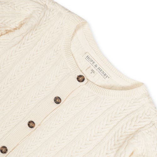 Shop Hope & Henry Baby Girls' Organic Chevron Cable Cardigan, Infant In Ivory Chevron Cable