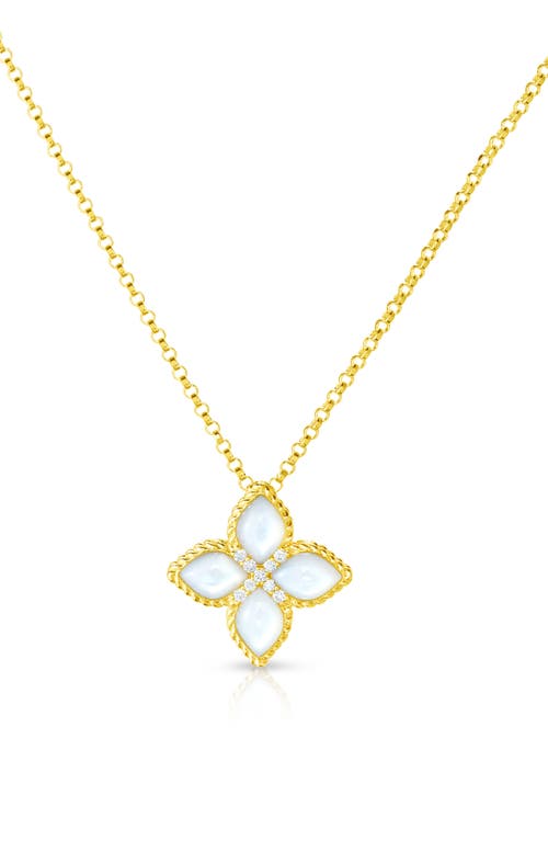 Roberto Coin Mother-of-Pearl & Diamond Pendant Necklace in Yellow Gold/Pearl at Nordstrom, Size 18