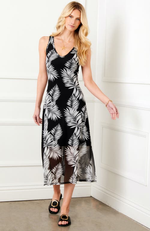 Shop Karen Kane Palm Print Mesh Midi Dress