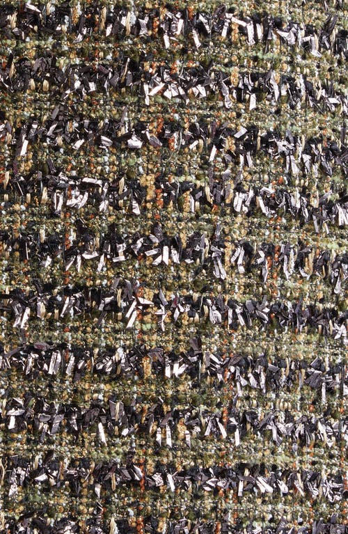 St John Eyelash Tweed Long Jacket In Cypress Multi