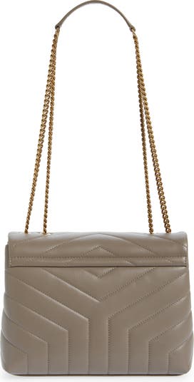 Saint Laurent Small Loulou Chain Bag in Storm, Charcoal. Size all.
