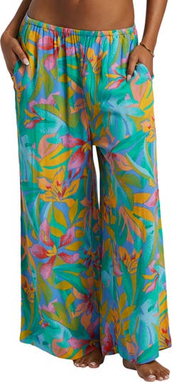 Sun Catcher Floral Print Wide Leg Pants