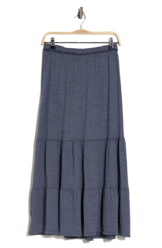 Max Studio Textured Knit Tiered Maxi Skirt In Denim