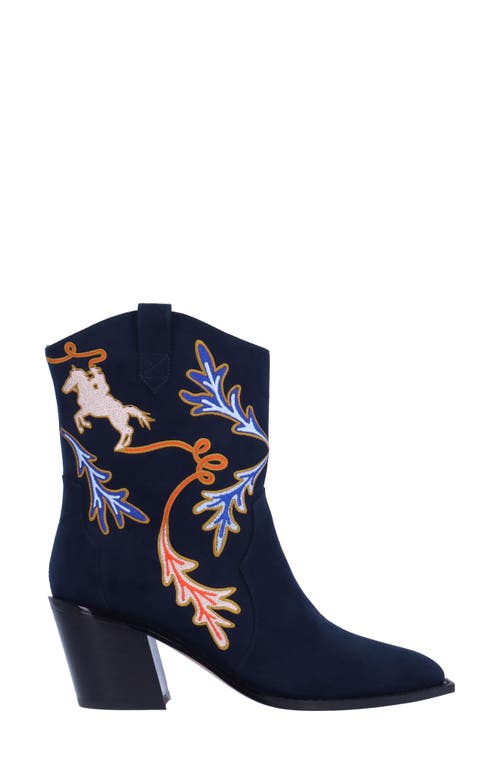 J. Reneé Skyla Pointed Toe Western Boot In Navy/ Red