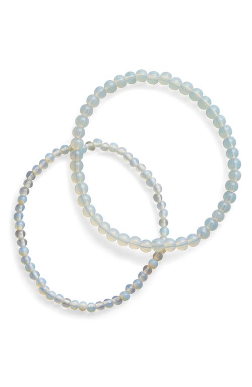 Sterling Forever Stone 2-pack Beaded Stretch Bracelets In Opalite