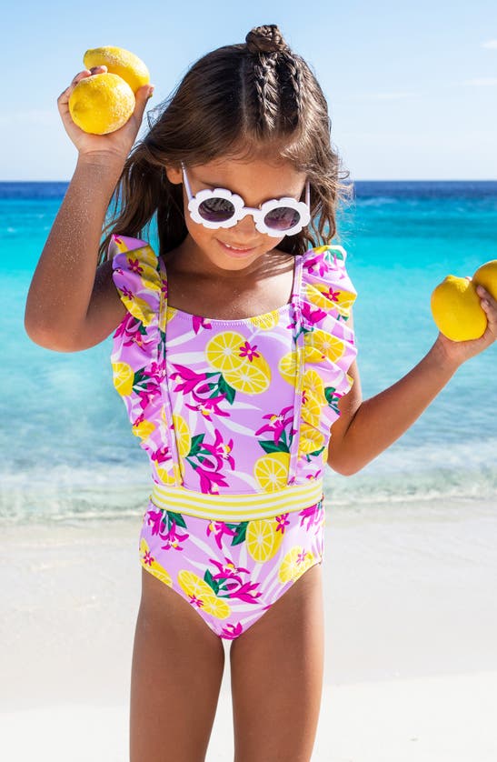 Shop Shade Critters Kids' Tropical Lemon One-piece Swimsuit In Pink Multi