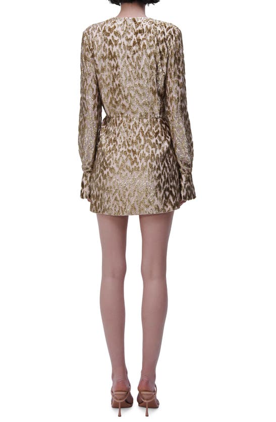 Simkhai Camryn Metallic Burnout Long Sleeve Minidress In Gold