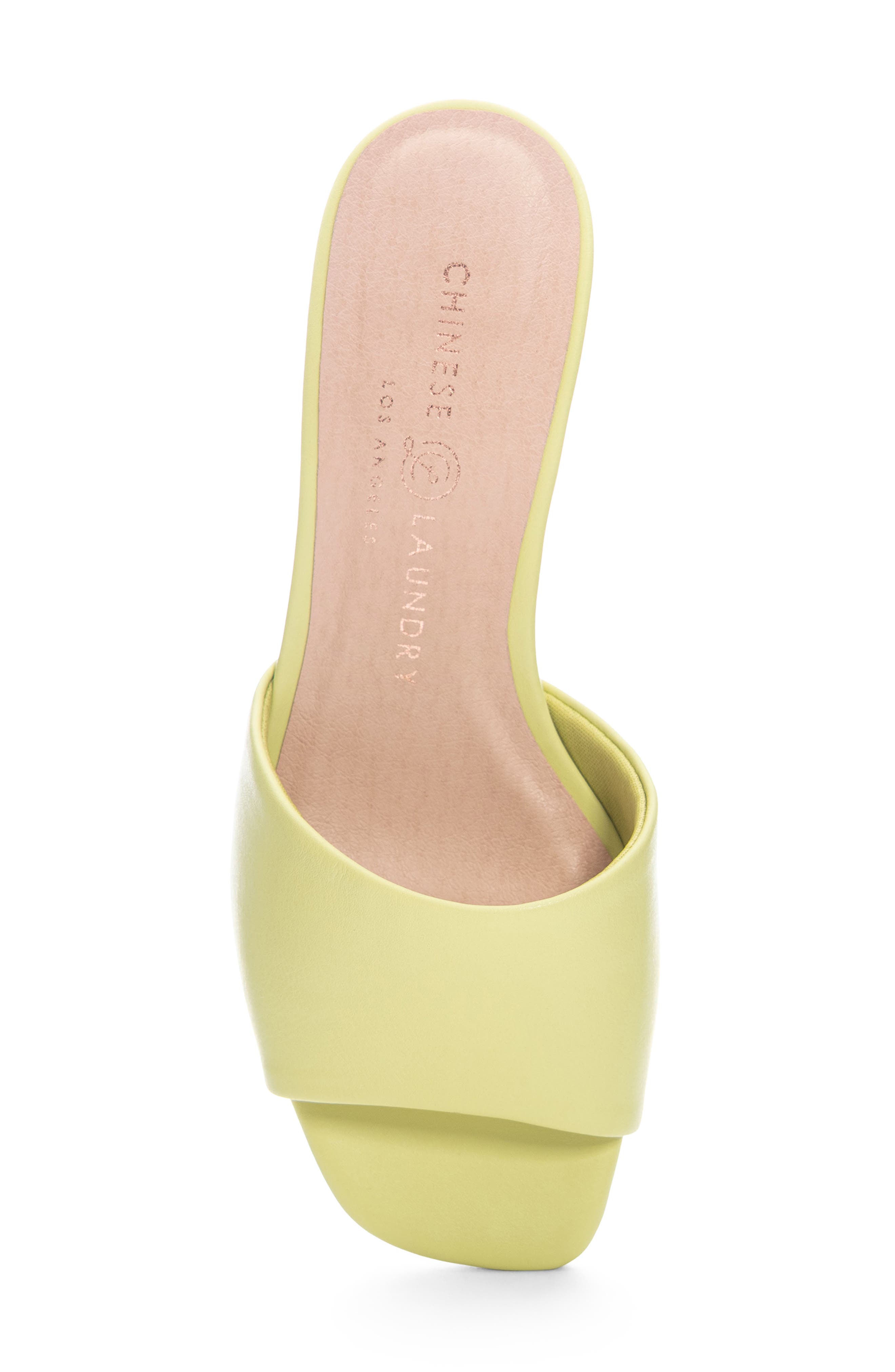 LADIES LIME GREEN COLOUR SLIP ON SHOE WITH FLOWER TRIM AND PEEP TOE IN SIZE 8 