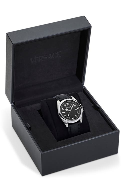 Shop Versace Anteo Leather Strap Watch, 41mm In Stainless Steel