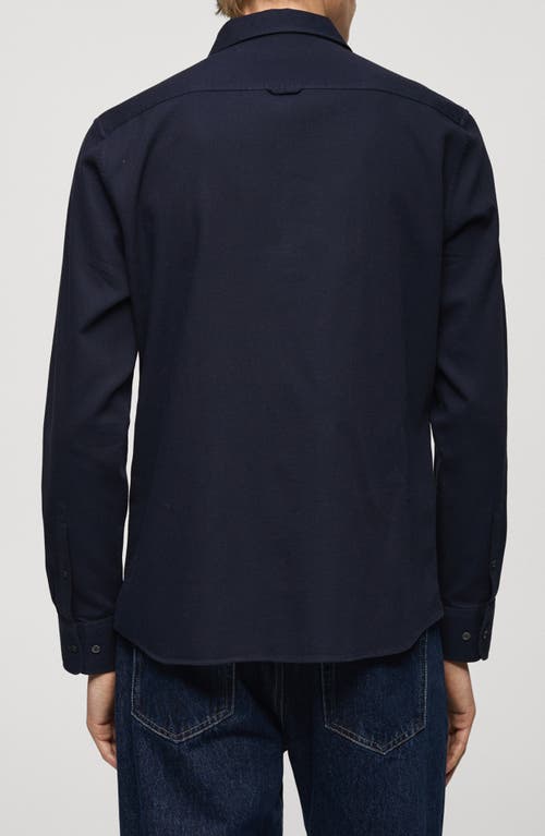 Mango Slim Fit Cotton Button-up Shirt In Dark Navy