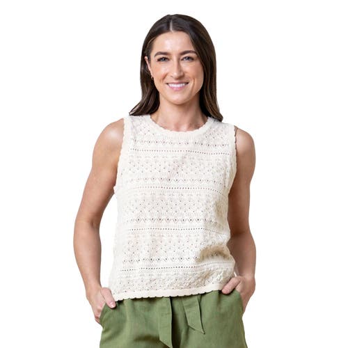 Hope & Henry Organic Sleeveless Crochet Jumper Tank In Light Oatmeal Heather