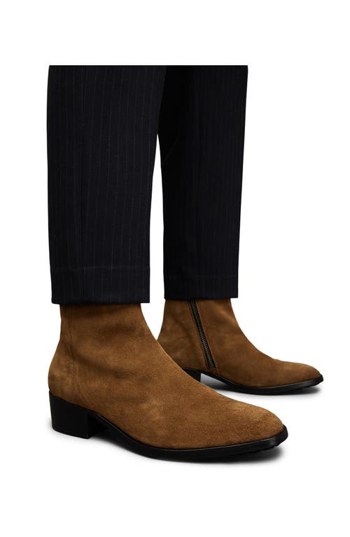 Shop Allsaints Bonham Suede Zip Boot In Tobacco