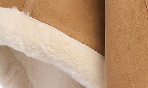 Azalea Wang Water Resistant Faux Shearling Poncho Coat In Brown