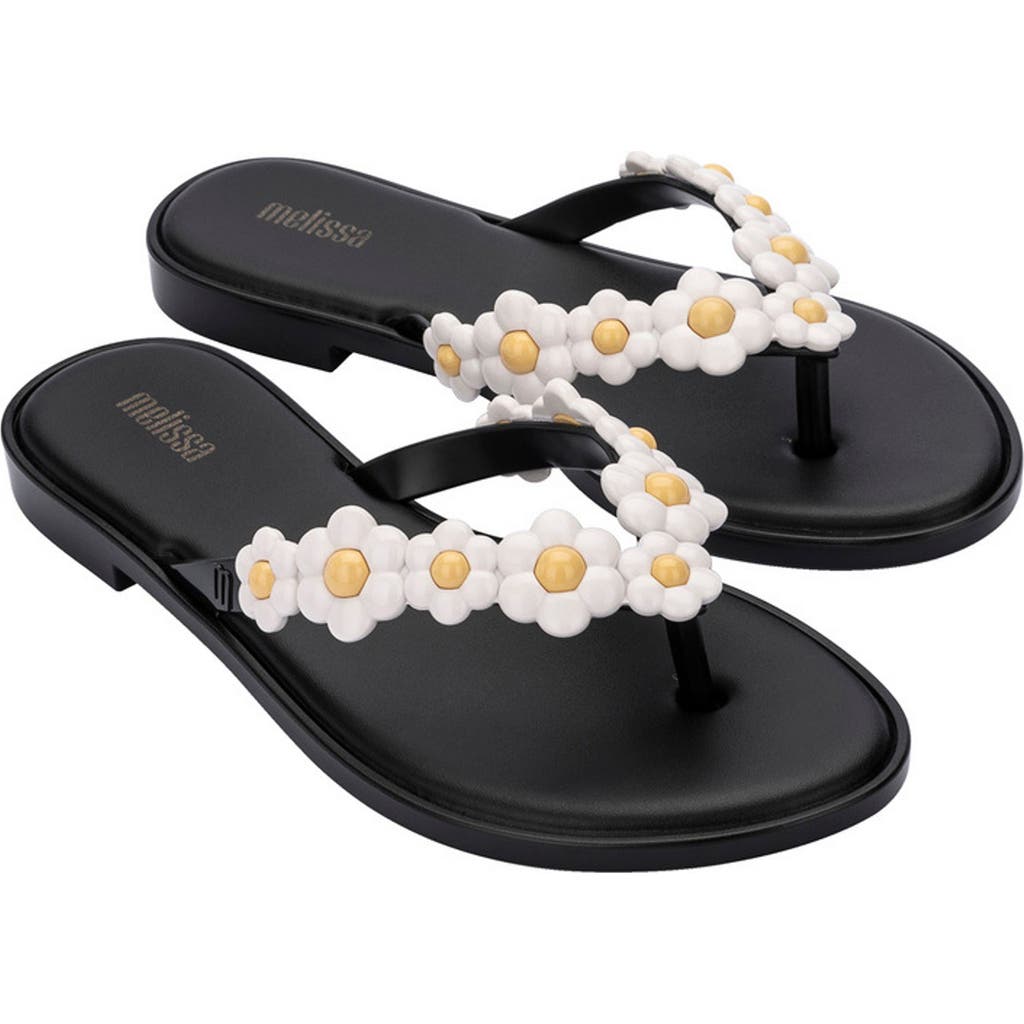 Melissa Spring Flip Flop In Black/white