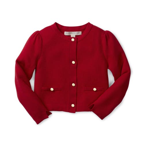 Shop Hope & Henry Baby Girls' Milano Stitch Cardigan, Infant In Red