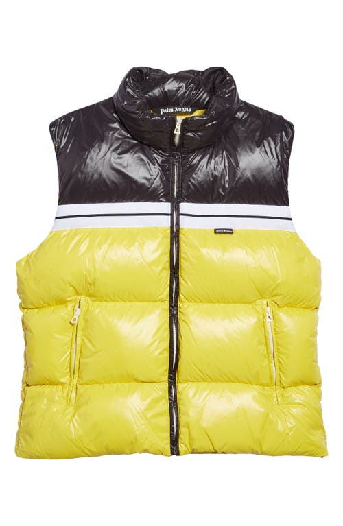 Palm Angels Classic Track Colorblock Down Puffer Vest in Yellow Black