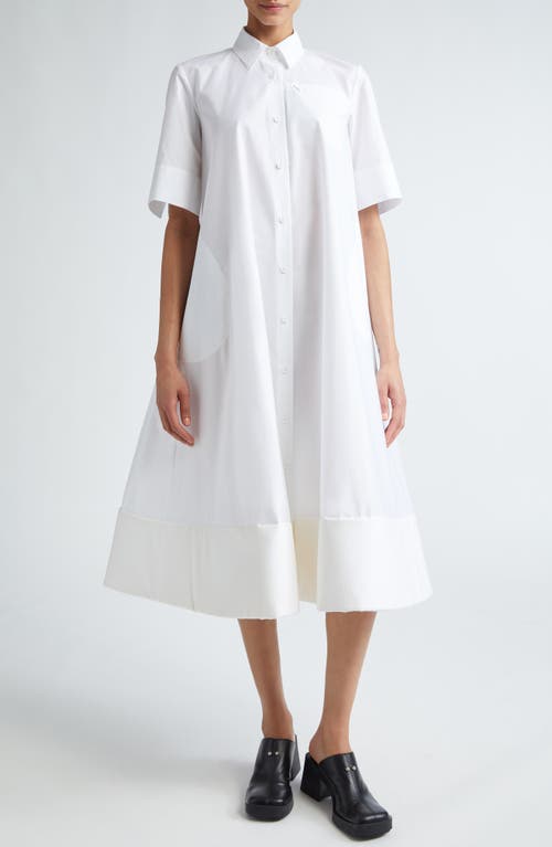 MELITTA BAUMEISTER Foam Bottom Midi Shirtdress in White Papery Cotton at Nordstrom, Size 8